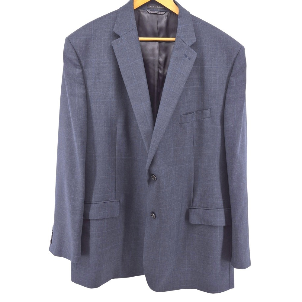Lauren Ralph Lauren 50L Wool Blazer Navy Windowpane Sport Coat 2 Button USA - Picture 2 of 16